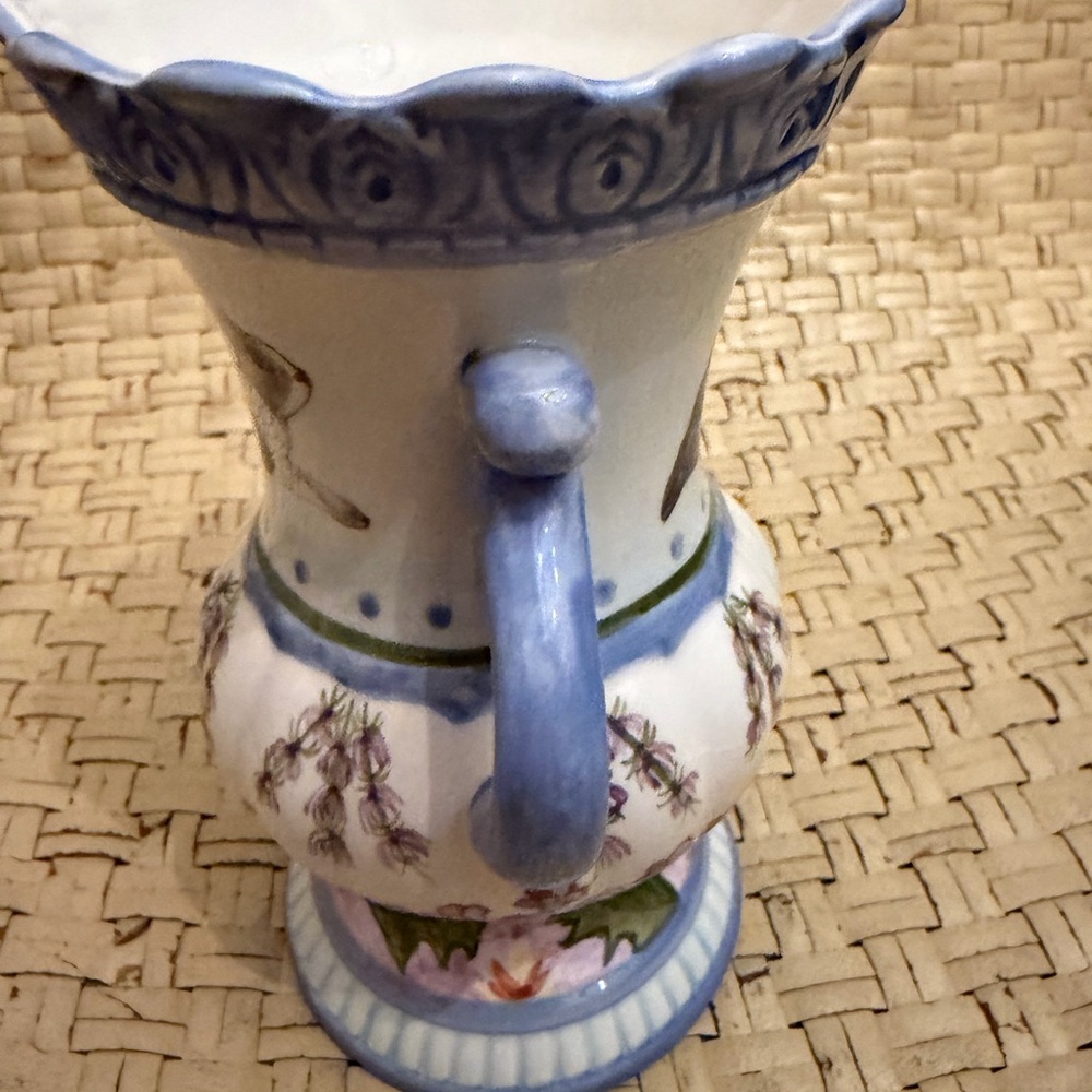 Bunny Blue and White Ceramic Art Piece Urn / Vase Dana Design Meadow - Picture 3 of 8